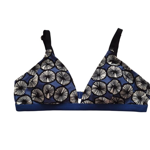 Marimekko For Target Blue & Black Print Triangle Bikini Top L - Picture 1 of 9
